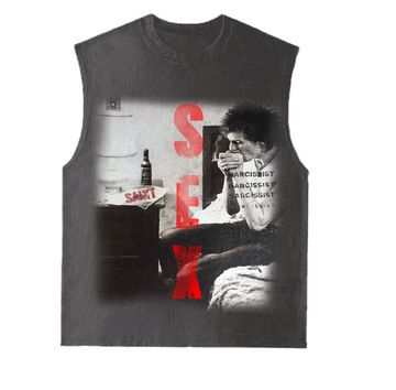GREY "SEX" SLEEVELESS TEE
